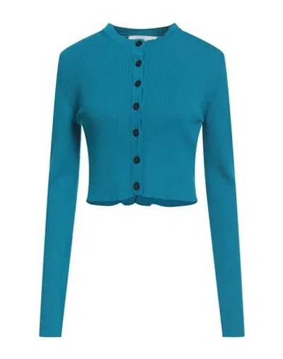 Liviana Conti Woman Cardigan Azure Size 8 Virgin Wool