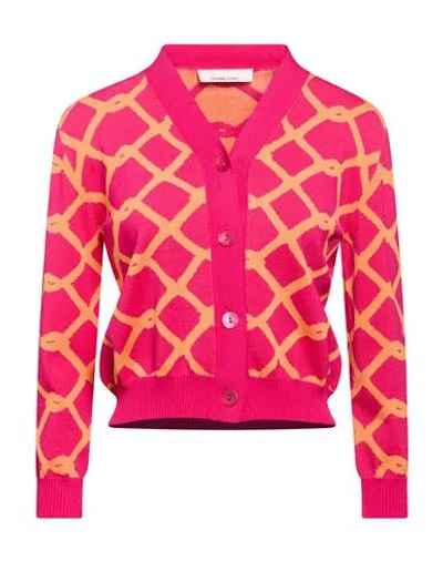 Liviana Conti Woman Cardigan Fuchsia Size Xl Viscose, Polyamide In Pink
