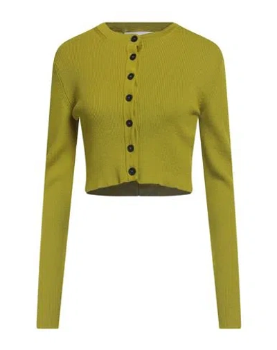 Liviana Conti Woman Cardigan Lime Green Size 10 Virgin Wool