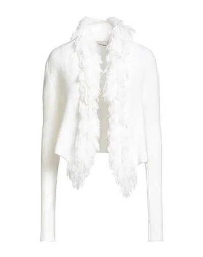 Liviana Conti Woman Cardigan White Size M Virgin Wool, Polyamide, Cashmere, Elastane