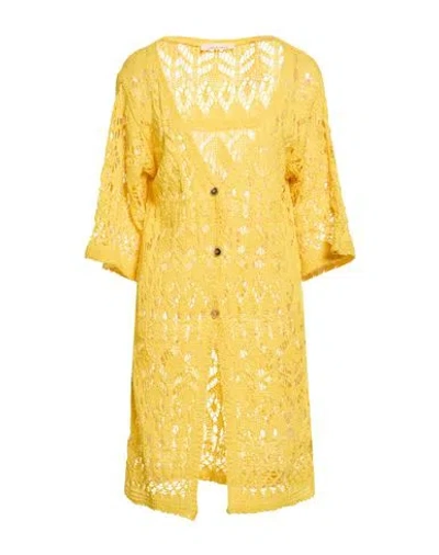 Liviana Conti Woman Cardigan Yellow Size M Cotton, Polyamide