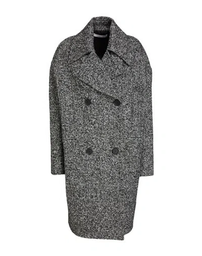 Liviana Conti Woman Coat Black Size 4 Synthetic Fibers, Wool, Cotton, Alpaca Wool, Silk In Gray