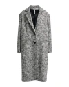 Liviana Conti Woman Coat Black Size 6 Virgin Wool, Polyamide In Gray