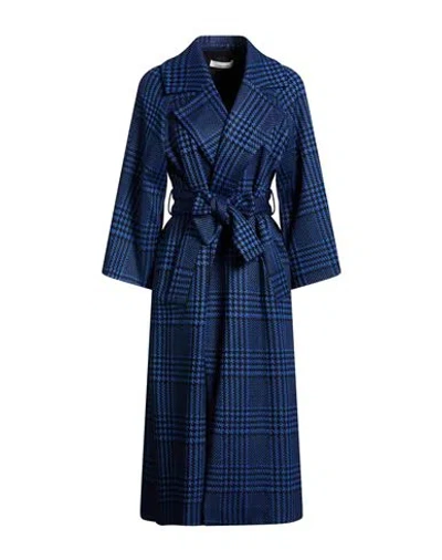 Liviana Conti Woman Coat Blue Size 10 Polyester, Cashmere, Polyamide