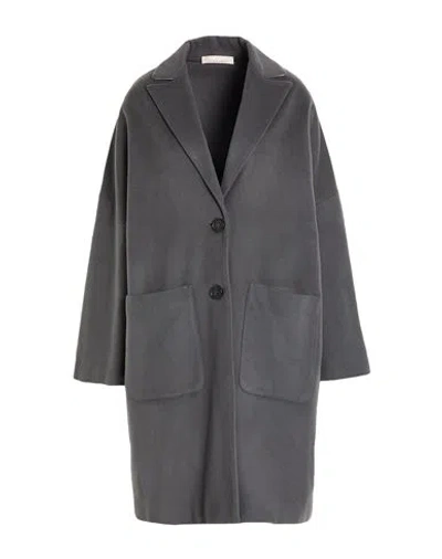 Liviana Conti Woman Coat Lead Size L Virgin Wool, Polyamide In Gray