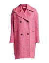Liviana Conti Woman Coat Magenta Size 10 Synthetic Fibers, Wool, Cotton, Alpaca Wool, Silk