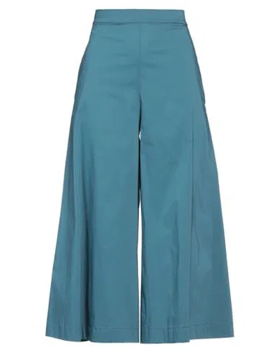 Liviana Conti Woman Cropped Pants Deep Jade Size 4 Cotton, Polyamide, Elastane In Blue
