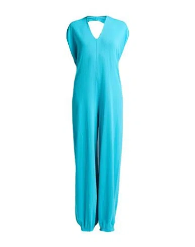 Liviana Conti Woman Jumpsuit Azure Size 10 Viscose, Polyamide