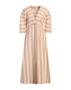 Liviana Conti Woman Midi Dress Brown Size 6 Cotton, Polyamide, Elastane In Beige