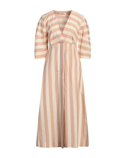 LIVIANA CONTI LIVIANA CONTI WOMAN MAXI DRESS BEIGE SIZE 4 COTTON, POLYAMIDE, ELASTANE
