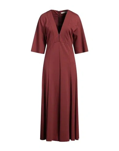 LIVIANA CONTI LIVIANA CONTI WOMAN MAXI DRESS BROWN SIZE 6 VISCOSE, POLYAMIDE, ELASTANE