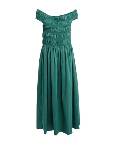 Liviana Conti Woman Maxi Dress Dark Green Size 10 Cotton, Polyamide, Elastane