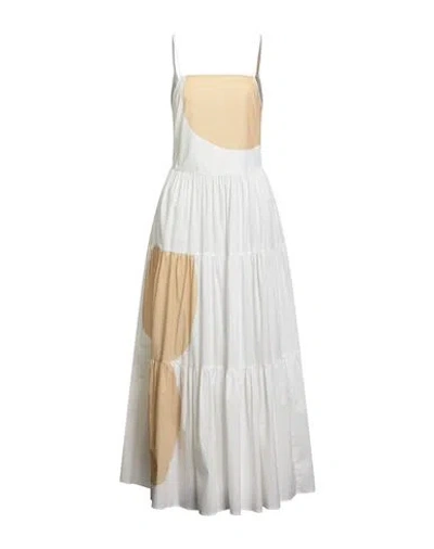 Liviana Conti Woman Maxi Dress White Size 8 Cotton, Elastane In Multi