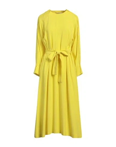 Liviana Conti Woman Midi Dress Yellow Size 8 Viscose, Acetate