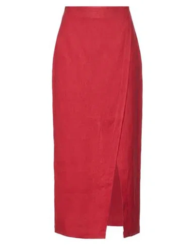 Liviana Conti Woman Maxi Skirt Red Size 10 Linen