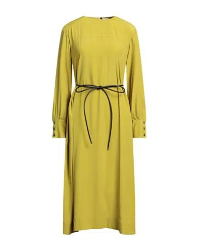 Liviana Conti Woman Midi Dress Acid Green Size 4 Acetate, Silk