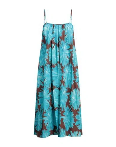 Liviana Conti Woman Midi Dress Azure Size 10 Cotton, Elastane In Blue