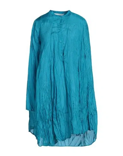 Liviana Conti Woman Midi Dress Azure Size 8 Silk In Blue