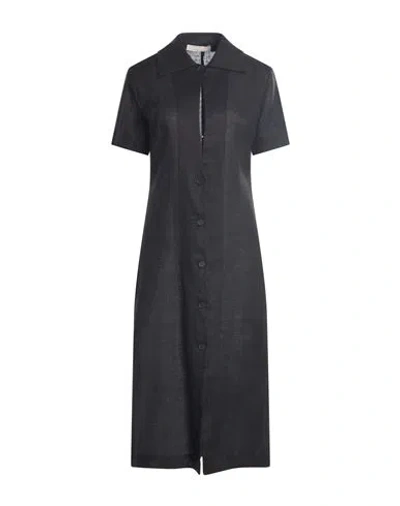 Liviana Conti Woman Midi Dress Black Size 10 Linen