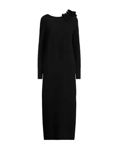 Liviana Conti Woman Midi Dress Black Size M Virgin Wool, Polyamide, Cashmere, Elastane