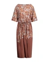 Liviana Conti Woman Midi Dress Brown Size 6 Cotton, Polyamide, Elastane In Brown