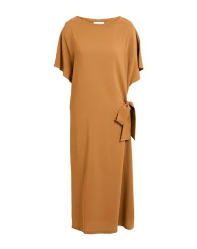 Liviana Conti Woman Midi Dress Camel Size 10 Viscose, Elastane In Brown