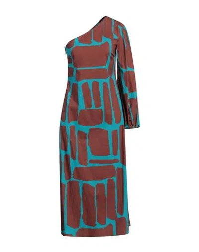 Liviana Conti Woman Midi Dress Chocolate Brown Size 6 Cotton, Polyamide, Elastane