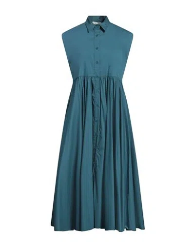 Liviana Conti Woman Midi Dress Deep Teal Size 12 Cotton, Polyamide, Elastane In Green