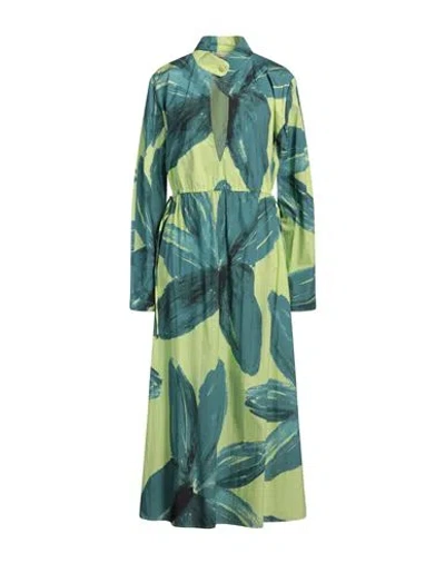 Liviana Conti Woman Midi Dress Light Green Size 12 Cotton, Polyamide, Elastane