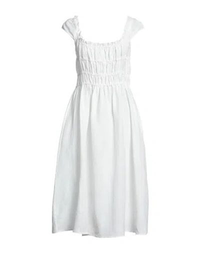 Liviana Conti Woman Midi Dress White Size 6 Viscose, Linen