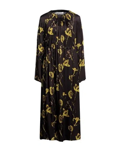 Liviana Conti Woman Midi Dress Yellow Size 12 Viscose In Black