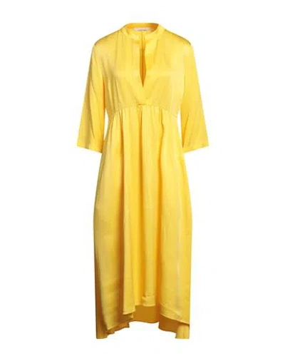 Liviana Conti Woman Midi Dress Yellow Size 6 Acetate, Viscose