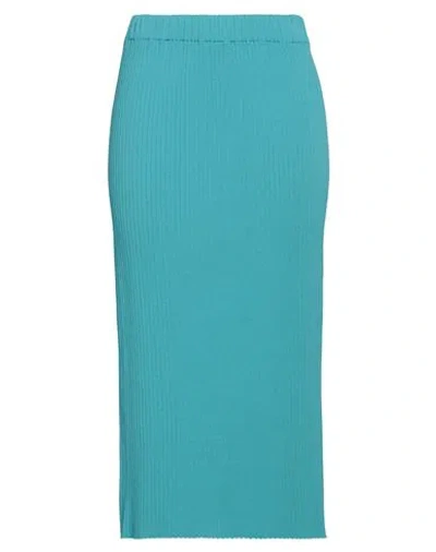 Liviana Conti Woman Midi Skirt Azure Size 6 Viscose, Polyamide In Blue