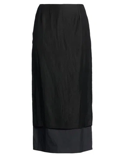 Liviana Conti Woman Midi Skirt Black Size 6 Viscose, Linen, Cotton, Polyamide, Elastane