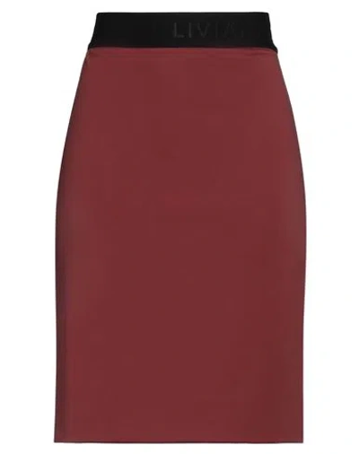 Liviana Conti Woman Midi Skirt Brick Size 6 Viscose, Polyamide, Elastane, Acetate, Polyester In Red