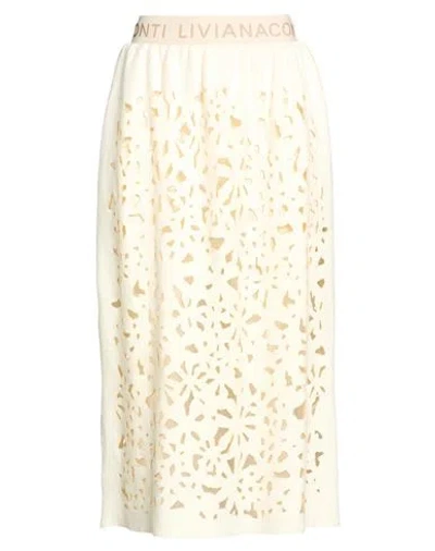 Liviana Conti Woman Midi Skirt Ivory Size M Virgin Wool In White