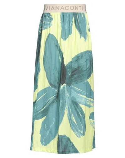 Liviana Conti Woman Midi Skirt Lime Green Size 8 Cotton, Polyamide, Elastane