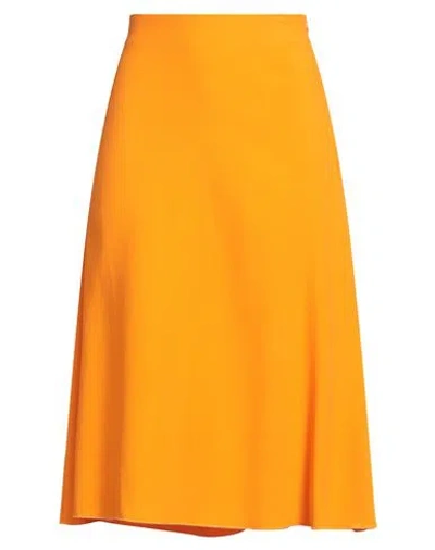 Liviana Conti Woman Midi Skirt Orange Size 12 Acetate, Viscose