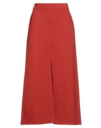 Liviana Conti Woman Midi Skirt Orange Size 8 Viscose, Polyamide, Elastane In Red