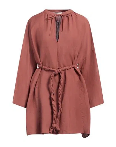 Liviana Conti Woman Mini Dress Brown Size 10 Viscose, Linen