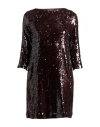 Liviana Conti Woman Mini Dress Dark Brown Size 12 Polyamide, Elastane In Burgundy