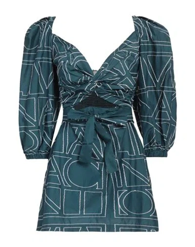 Liviana Conti Woman Mini Dress Deep Teal Size 6 Cotton, Polyamide, Elastane In Green