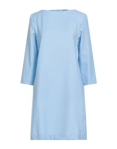 Liviana Conti Woman Mini Dress Light Blue Size 12 Virgin Wool