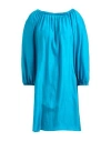Liviana Conti Woman Mini Dress Turquoise Size 6 Silk In Blue