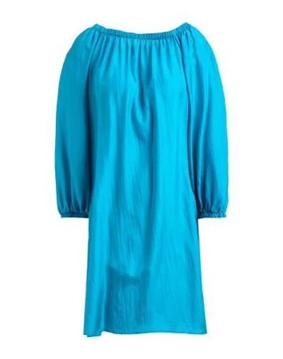 Liviana Conti Woman Mini Dress Turquoise Size 6 Silk In Blue