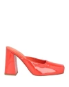 Liviana Conti Woman Mules & Clogs Tomato Red Size 8 Leather In Tomato Red