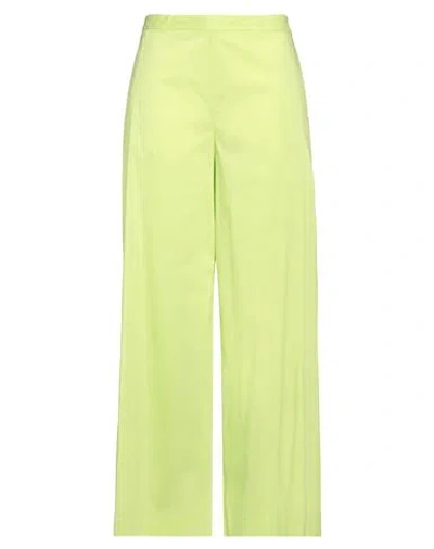Liviana Conti Woman Pants Lime Green Size 12 Cotton, Polyamide, Elastane In Green