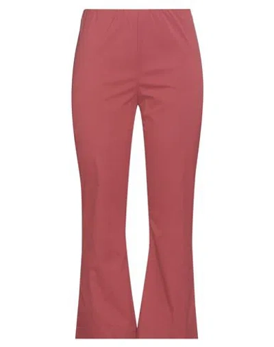 Liviana Conti Woman Pants Brick Size 10 Cotton, Polyamide, Elastane In Red