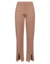 Liviana Conti Woman Pants Camel Size 12 Viscose, Polyester, Polyamide, Metallic Fiber In Beige