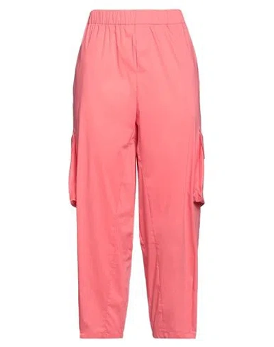 Liviana Conti Woman Pants Coral Size 6 Cotton, Polyamide, Elastane In Red